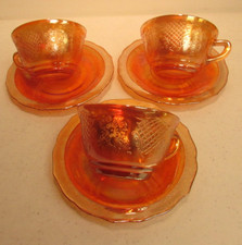 Federal Depression Glass Normandie Sunburst Lattice Cup & Saucer picture