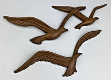 MCM 1981 Seagulls Flight Birds Faux Wood Wall Art Flying Homco Syroco VTG EUC picture