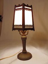 Period Art Deco Metal Slag Glass Boudoir Table Accent Lamp picture