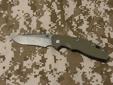 Rick Hinderer XM 18 3.5” Recurve Blade W/ Working finish, NON-Flipper, OD Green picture