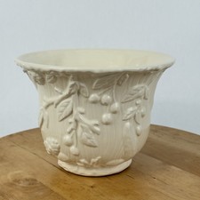 Vintage PORTA Made in Portugal Cream Ceramic Cachepot or Planter, Raised Relief picture