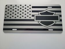  Harley Davidson Bar & Shield & American Flag aluminum license plate, picture