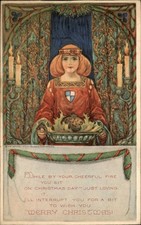 Christmas Beautiful Crowned Woman PF Volland Arts & Crafts c1915 Postcard bhn picture