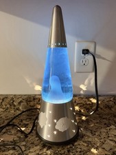 2001 Vintage Lava Lite Wizard Lamp Blue Silver 16