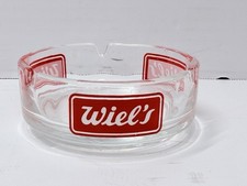 Vintage Wiel’s Belgian Beer Glass Ashtray Red Logo Barware 4 Inch picture