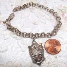 Vintage Solid Sterling Silver 1942 American Legion Basketball Charm Bracelet 19g picture