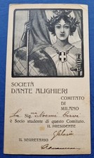 KINGDOM OF ITALY CARD NATIONAL SOCIETY DANTE ALIGHIERI MILAN COMMITTEE 1914 picture