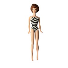 Vintage 1960s Mattel Barbie Bubble Cut Titian Red Hair Zebra Swimsuit Doll picture