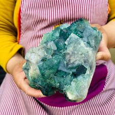 4.92LB Natural Green Cubic Fluorite Quartz Crystal Mineral Specimen healing picture