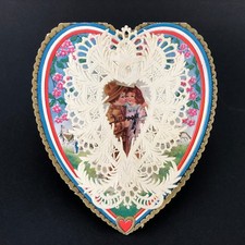 Vtg Antique Valentines Card Whitney Made WW1 Era Soldier Military Camp Flag Tent picture