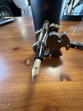 Vintage Waterman 32A Fountain Pen In Gray/Red Striated Lines 14k Gold Nib￼ picture