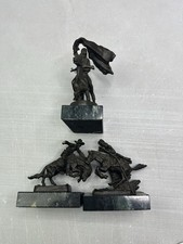 x3 Vintage 80s CHEYENNE by Frederic Remington Replica Bronze Sculpture picture