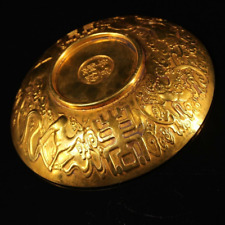 Chinese Rare Ming Dynasty Old bronze  24k gilt  Dragon Phoenix Plate picture