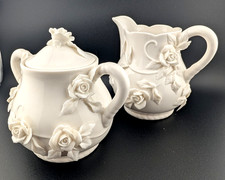 Godinger Vin Reflections Porcelain Rose Pitcher/Matching Cov Sugar Bowl ~REDUCED picture