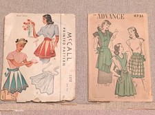 VTG 1940s Apron Sewing Patterns Lot of 2 McCall 1312 Advance 4731 CUT  picture