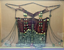 Vintage Bedouin Tribal Veil Face Covering Linen, Coins & Beads picture
