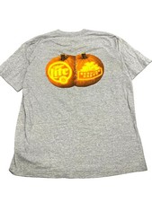 Vintage Miller Lite & Miller Genuine Draft Pumpkin Logo Graphic T-Shirt Gray L picture