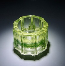 Vintage Green Octagonal Ribbed Uranium VASELINE SALT CELLAR picture