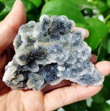 Vintage Natural Black Druzy Sphalerite Rough Mineral Crystal Cluster Stone Gift picture