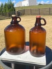 1950s Clorox Amber Glass Jugs, Embossed 1 Gallon & Half Gallon, Primitive picture