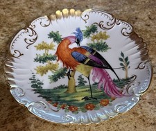 Antique Limoges Ovington Bros NY Hand Painted Bird of Paradise Cabinet Plate picture