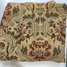 Vintage Floral Fabric Heavyweight With Fringe Gold Tan Pink Olive 56