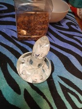 Vintage Joe St. Clair Art Glass Perfume bottle White Flowers Paper Weight Style picture