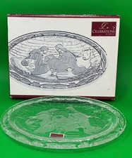 Celebrations by Mikasa Nativity Scene Crystal Oval Plate w/ Stand 9