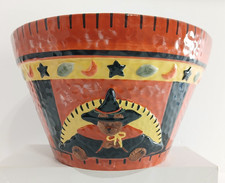 Vintage 2004 Boyd's Bears Home CANDY BOWL Large Ceramic Halloween Witch RARE picture