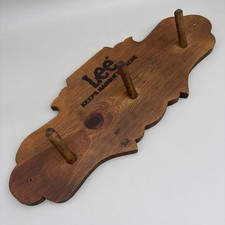 Vintage Lee Jeans Wood Coat Rack Sign Store Display Keeps Hangin In There Retro picture