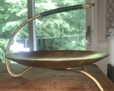 VTG Gunter Kupetz MCM Brass Tidbit Fruit Bowl 7.5”T 10” Diam Bowl W/Handle WMF picture