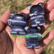 Purple Cat's eye Three No bears Skull Quartz Crystal Carved Skull Random 1PC picture