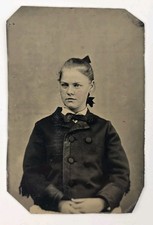 Antique Tintype Photo Young Victorian Woman Girl Lady Dress Jacket Good Look  picture