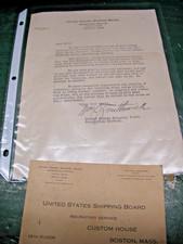 US SHIPPING BOARD RECRUITING SERVICE CUSTOM HOUSE MASS  LETTER HEAD & POSTCARD picture