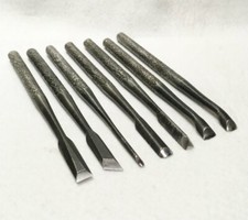 1st Masakichi Japanese Old Graver Chisels Set of 7 W/ Wooden Box picture