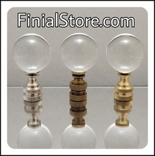 Clear Crystal Ball 30mm Lamp Finial Nickel/Polished/Antique Brass Bases picture