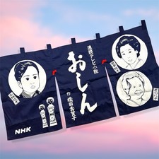 RARE Vintage Japan TV Drama Illustrated Girl Noren Curtains OSHIN NHK ASADORA picture