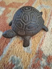 Vintage Cast Iron Turtle Trinket Office Desk or Garden Key Holder 4.5