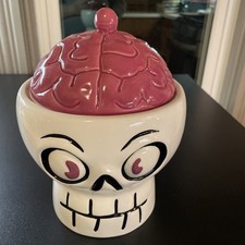 Hyde and Eek Cookie /Candy Jar Halloween Candy Holder With Brains Lid picture
