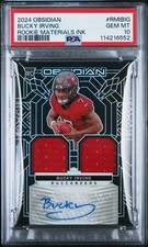 2024 PANINI OBSIDIAN ROOKIE MATERIALS INK BUCKY IRVING ROOKIE RC 223/299 PSA 10 picture