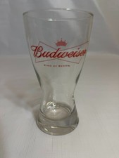 Vintage Budweiser King of Beers Pilsner Beer Glass Red Bow Tie Crown Logo 6 Inch picture