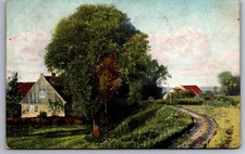 Postcard Peaceful Farm Scene Dirt Drive Barn & Farmhouse Pos. 1909 DB.      F 25 picture