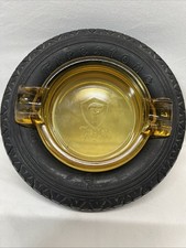 mint 1920's FIRESTONE amber glass High Speed 6.00-18 TIRE advertising ashtray wb picture