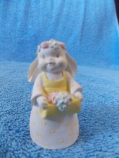 Vintage 1990 Easter Bunny Rabbit Girl Holding Flowers Figurine 2