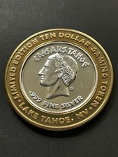2014 Caesars Tahoe Limited Edition # 2/4 $10 Gaming Token .999 Silver Encased picture