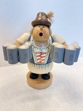 German Erzgebirgische Volkskunst 8” Barmaid HoffBrau Wooden Incense Smoker picture