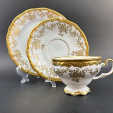 Vintage Weimar Porzellan Germany Katharina 14051 Teacup Saucer Snack Plate Mint picture