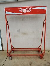  Vintage Drink Coca Cola Metal Sign Rolling Cart Case 6 pack display B picture