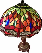 Art Nouveau 23” Tiffany Style DRAGONFLY Leaded Glass Shade Lamp AS IS picture