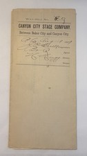 JA107 Rare 1889 Canyon City Stagecoach Waybill 